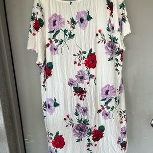 Soma White Dress with Red and Purple Floral Design